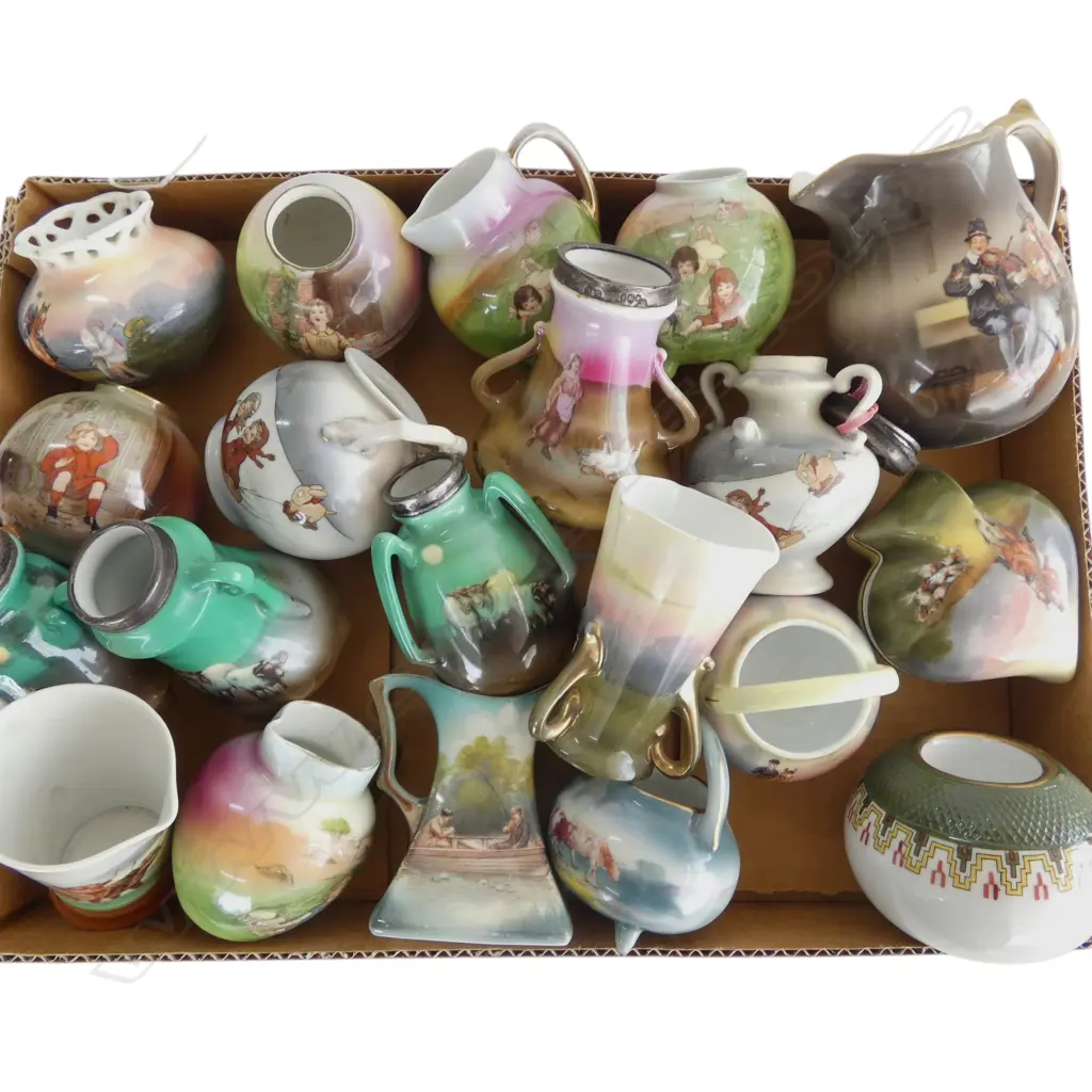 TRAY OF 20 ROYAL BAYREUTH VASES ETC Image 1++