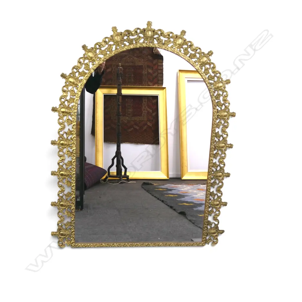 LARGE BRASS FRAMED MIRROR 1070x860mm Image 1++