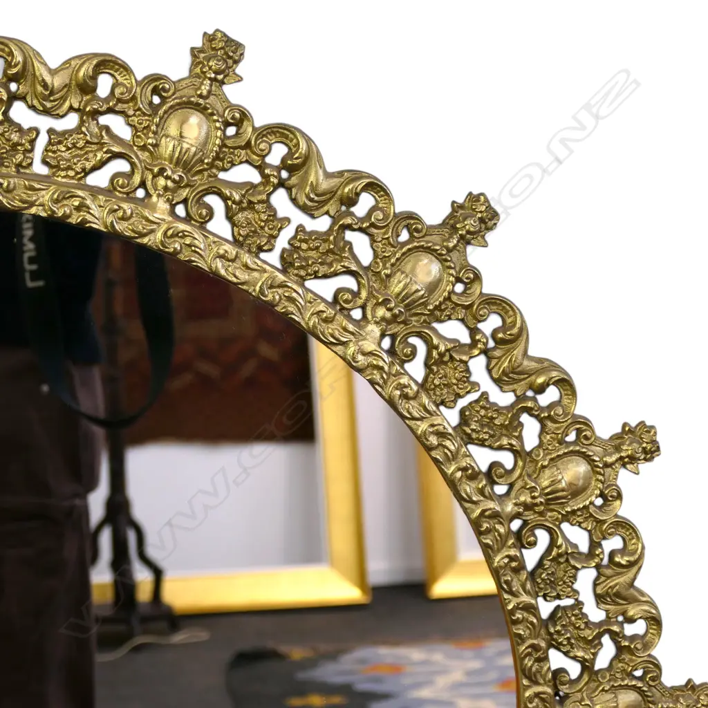 LARGE BRASS FRAMED MIRROR 1070x860mm Image 1++