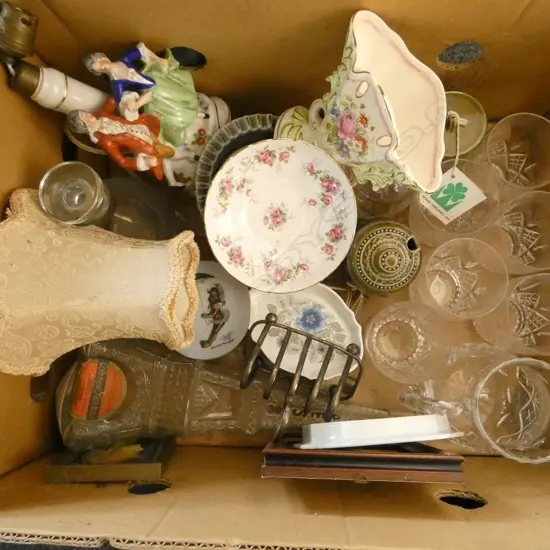 BOX LOT OF CRYSTAL CHINA EP ETC