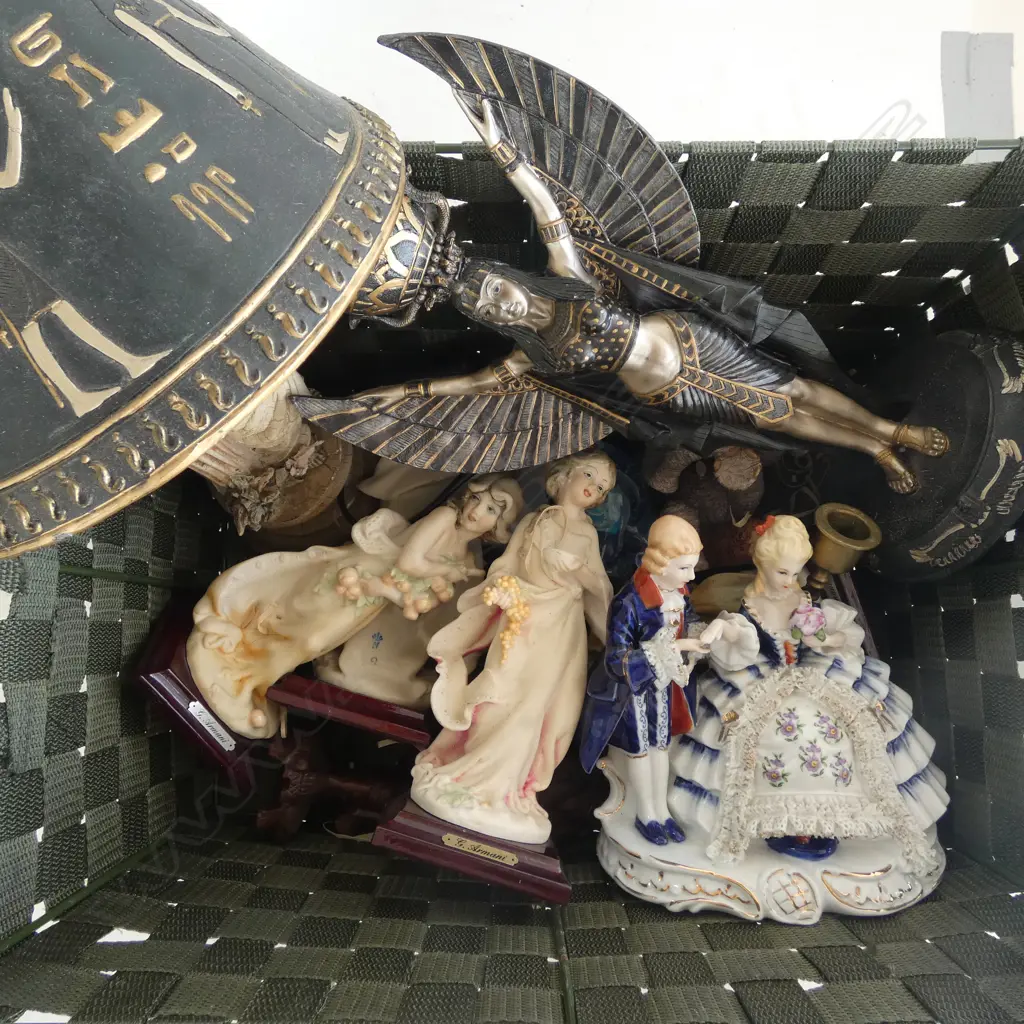 ASST. FIGURINES (RESIN G. ARMANI ETC), EGYPTIAN TABLE LAMP H.420mm Image 1++