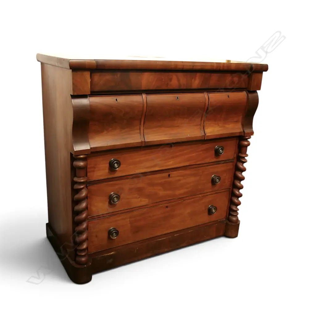 ANTIQUE MAHOGANY SCOTCH CHEST 1250x580x1200mm VENEER LOSSES Image 1++