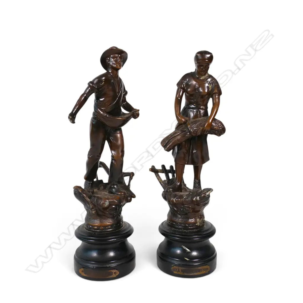 PR SPELTER FIGURINES; LA MOISSONNEUSE, LE SEMEUR H.300mm Image 1++