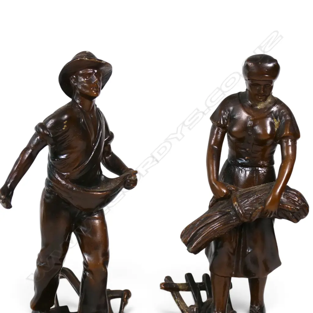 PR SPELTER FIGURINES; LA MOISSONNEUSE, LE SEMEUR H.300mm Image 1++