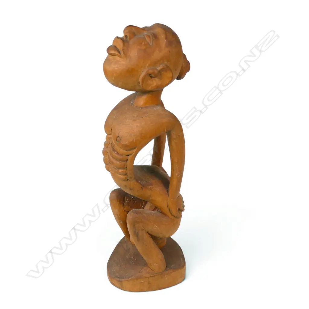 EAST AFRICAN (MAKONDE?) WOODEN  HAND CARVED SCULPTURE OF A SHETANI SPIRIT, H.360MM Image 1++