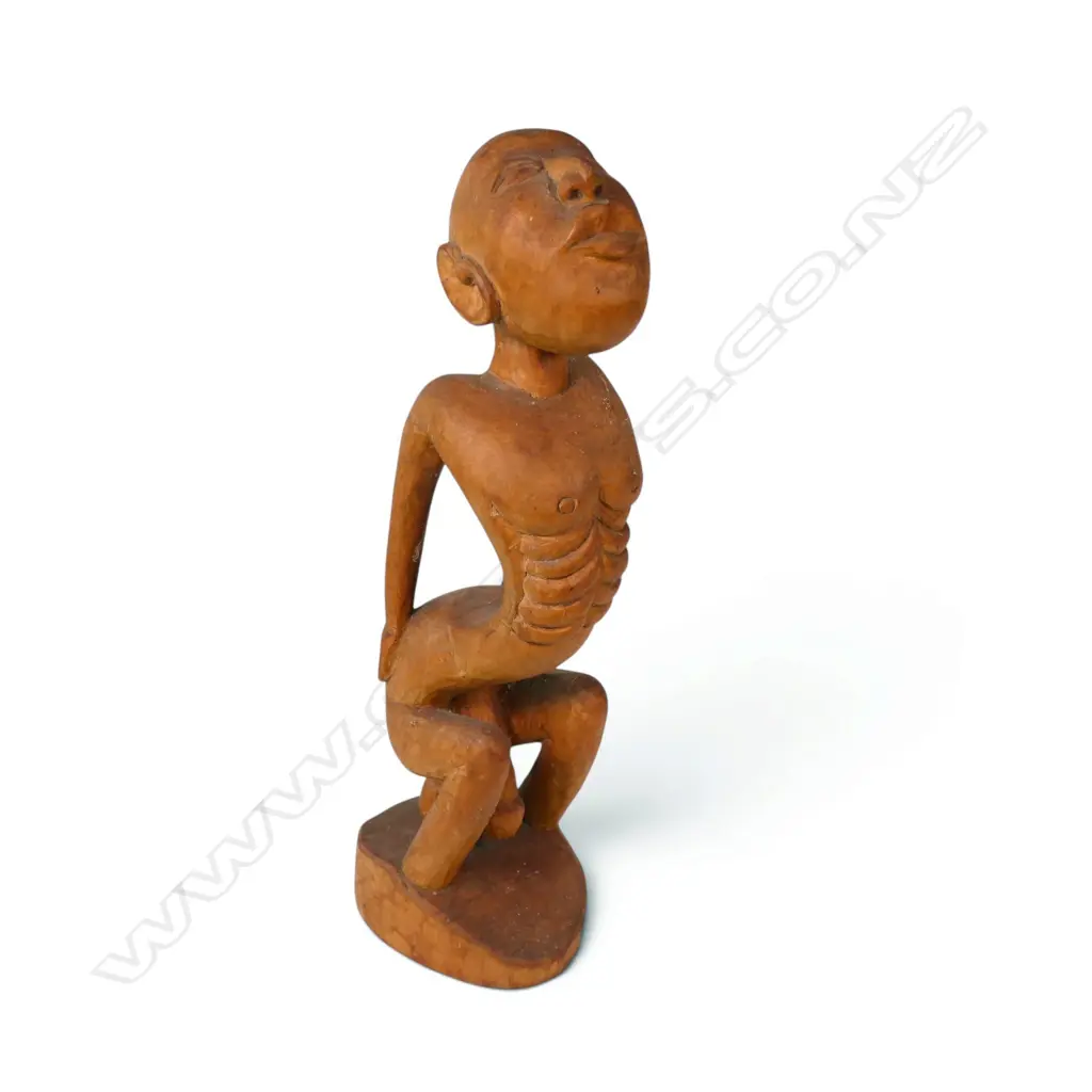 EAST AFRICAN (MAKONDE?) WOODEN  HAND CARVED SCULPTURE OF A SHETANI SPIRIT, H.360MM Image 1++