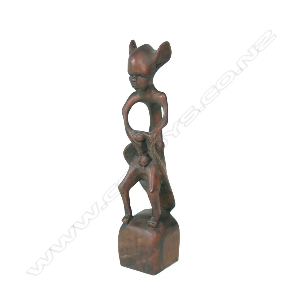 TRIBAL (AFRICAN?) HAND-CARVED LIGHT WOOD FERTILITY/ POTENCY EFFIGIE, H.210MM Image 1++