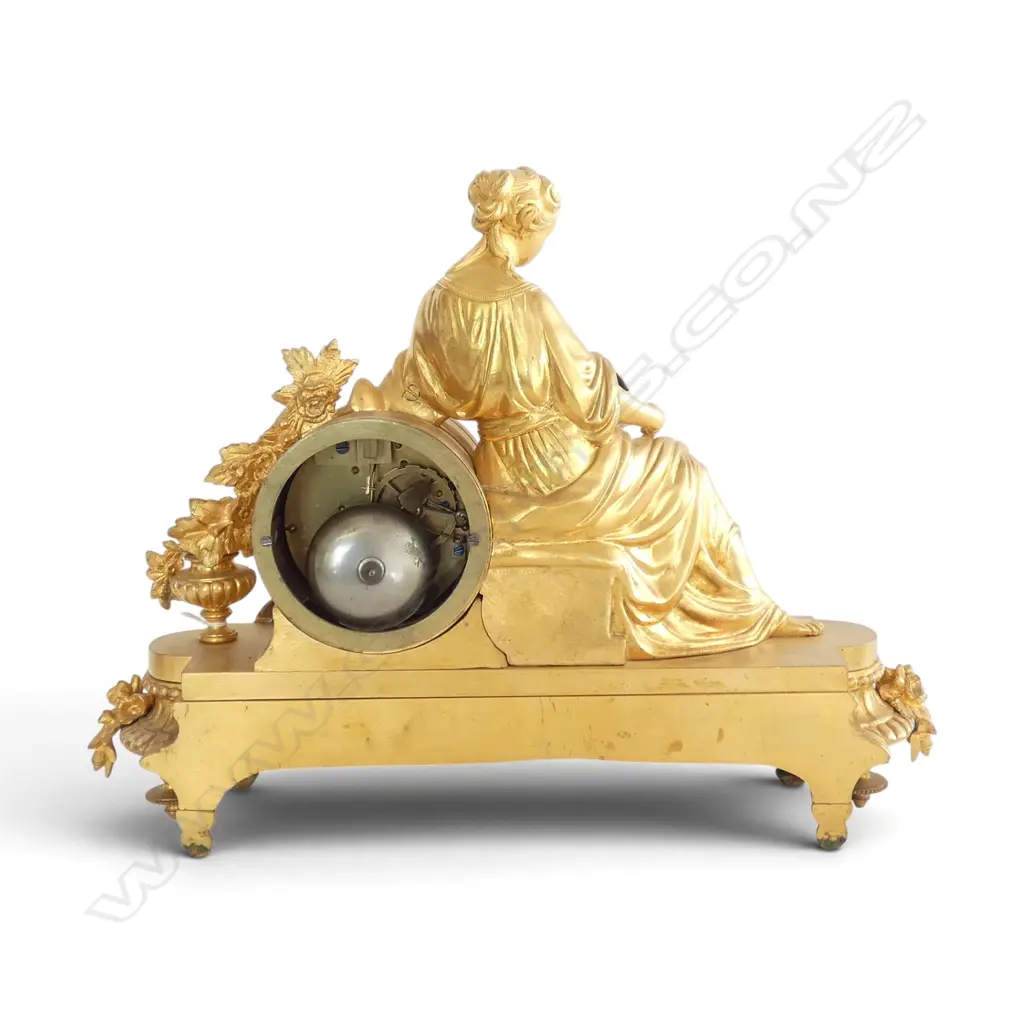19thC GILT METAL FIGURAL MANTEL CLOCK 380x100x285mm Image 1++