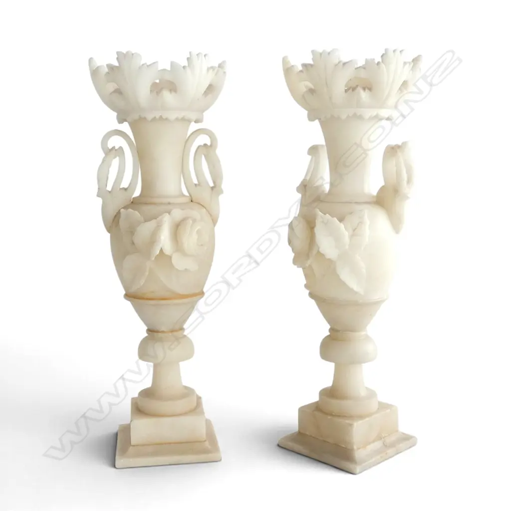 PR ANTIQUE TALL ALABASTER VASES H420MM Image 1++
