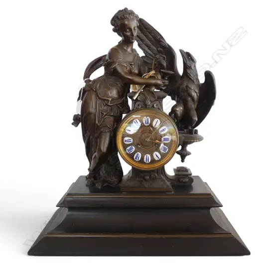 VERY LG SPELTER MANTEL CLOCK 490x200x560mm (chips and ewer not attached)