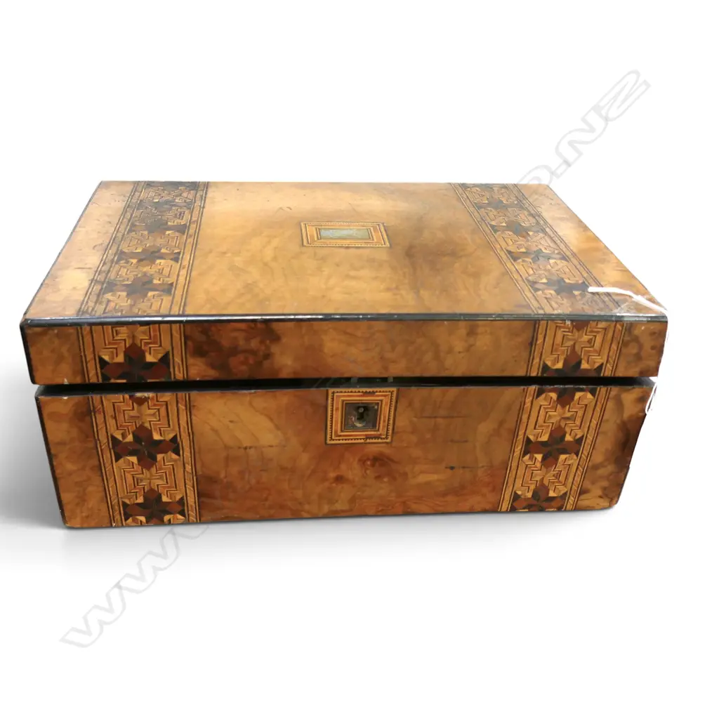 ANTIQUE INLAID WRITING SLOPE W.350mm Image 1++
