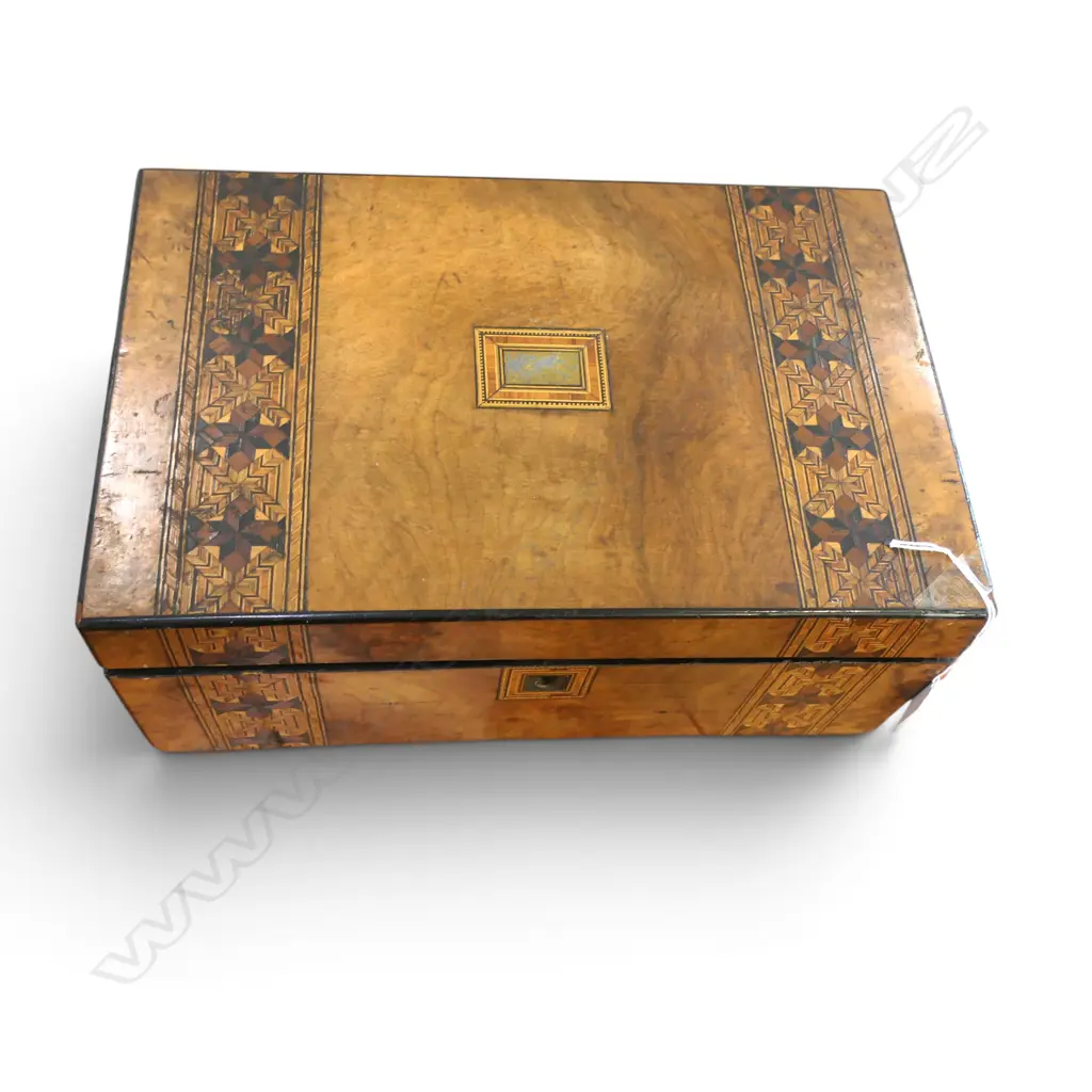 ANTIQUE INLAID WRITING SLOPE W.350mm Image 1++
