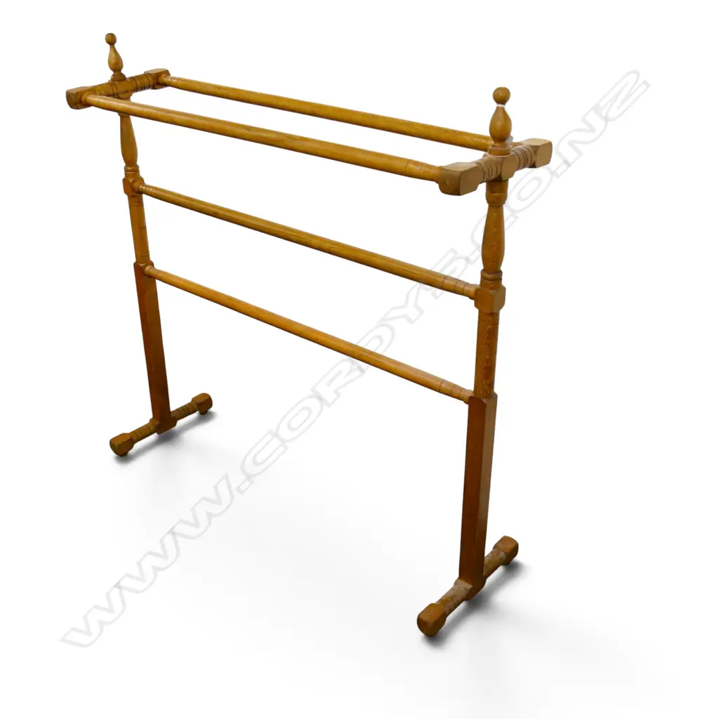 WOODEN TOWEL RAIL W.920mm - OLD BORER HOLES Image 1++
