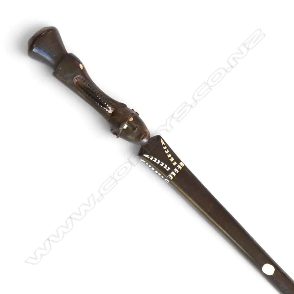 SOLOMON ISLAND INLAID MOP WALKING STICK L.970mm Image 1++