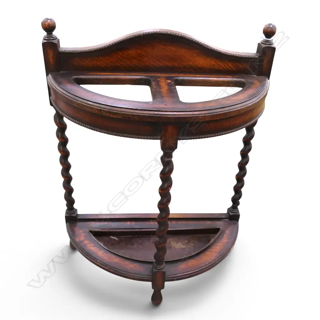 OVAL OAK BARLEY TWIST 2 SECTION UMBRELLA STAND H740 L590MM Image 1++