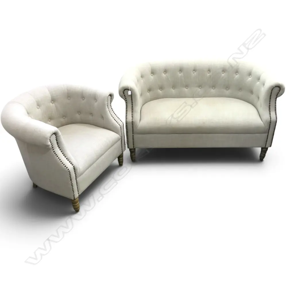 BUTTON BACK ARMCHAIR & LOVESEAT Image 1++