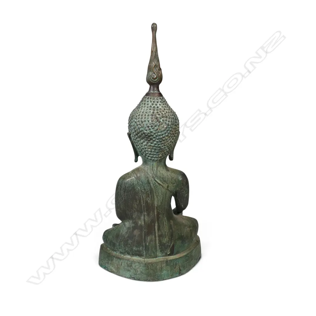 HEAVY SOUTHEAST ASIAN BRONZE STATUE OF BUDDHA SEATING IN THE THAI STYLE U THONG, BASE FILLED WITH CLAY, 222 X 500MM Image 1++