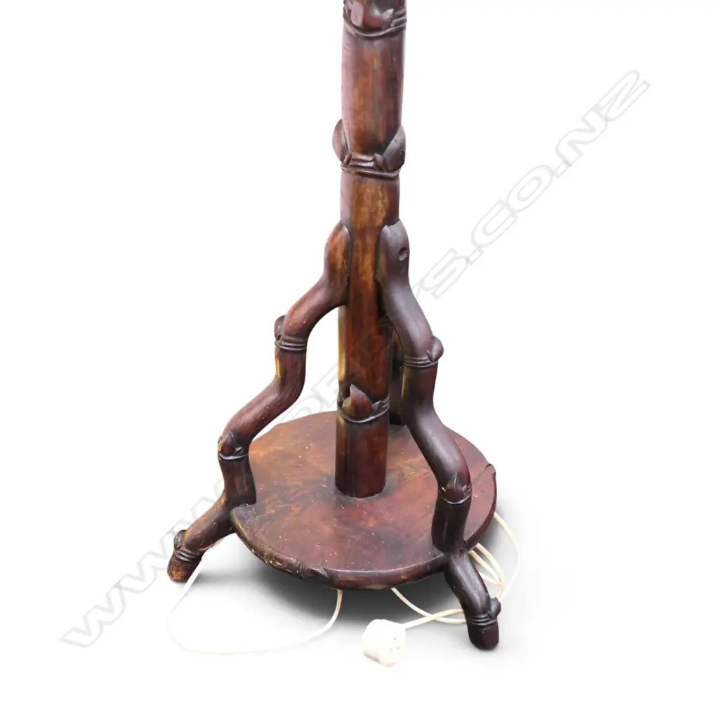 ORIENTAL HARDWOOD GRAPE & BAMBOO CARVED STANDARD LAMP H1670MM Image 1++