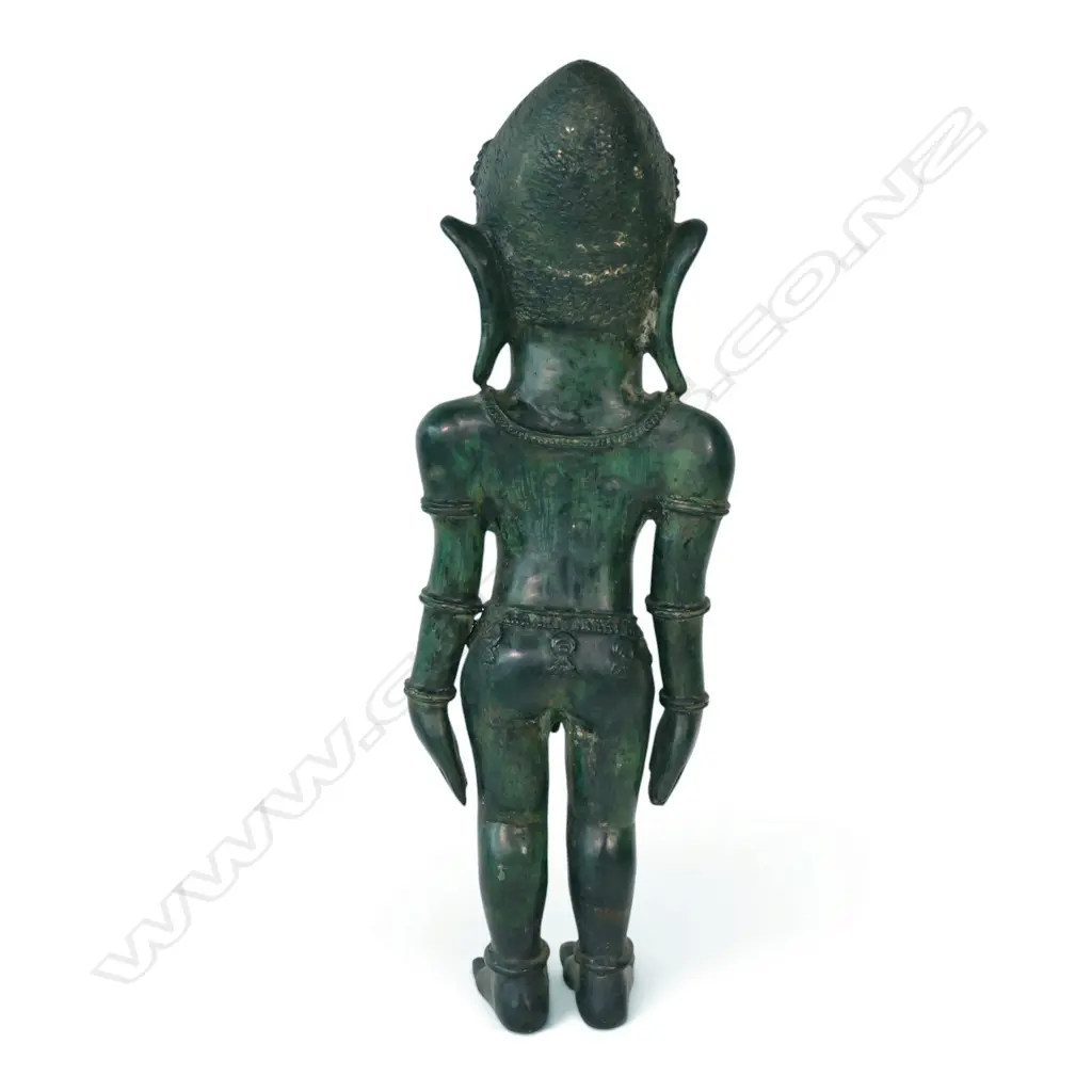 NIAS ISLAND GREEN- PATINATED BRONZE  ADU ZATUA  ANCESTOR FIGURE, H.520MM Image 1++
