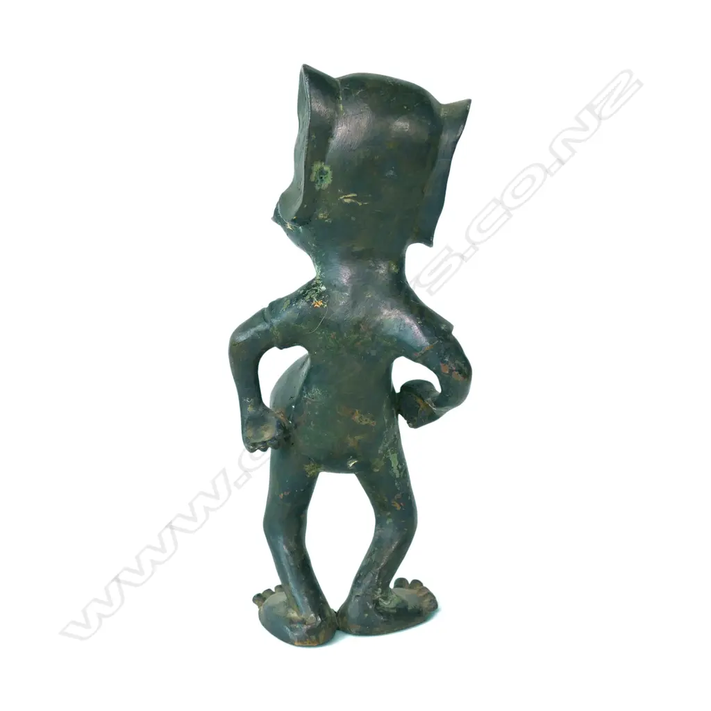 INDONESIAN DAYAK HEAVY BRONZED ANCESTRAL FIGURE, H.330 X 100MM Image 1++