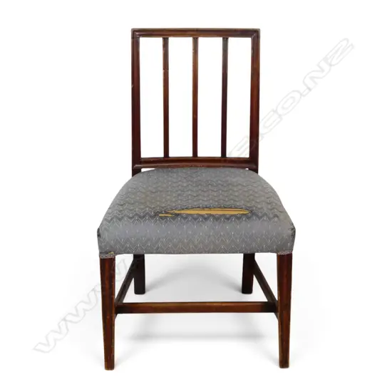 ANTIQUE MAHOGANY DINING CHAIRS - SEAT FABRIC AF