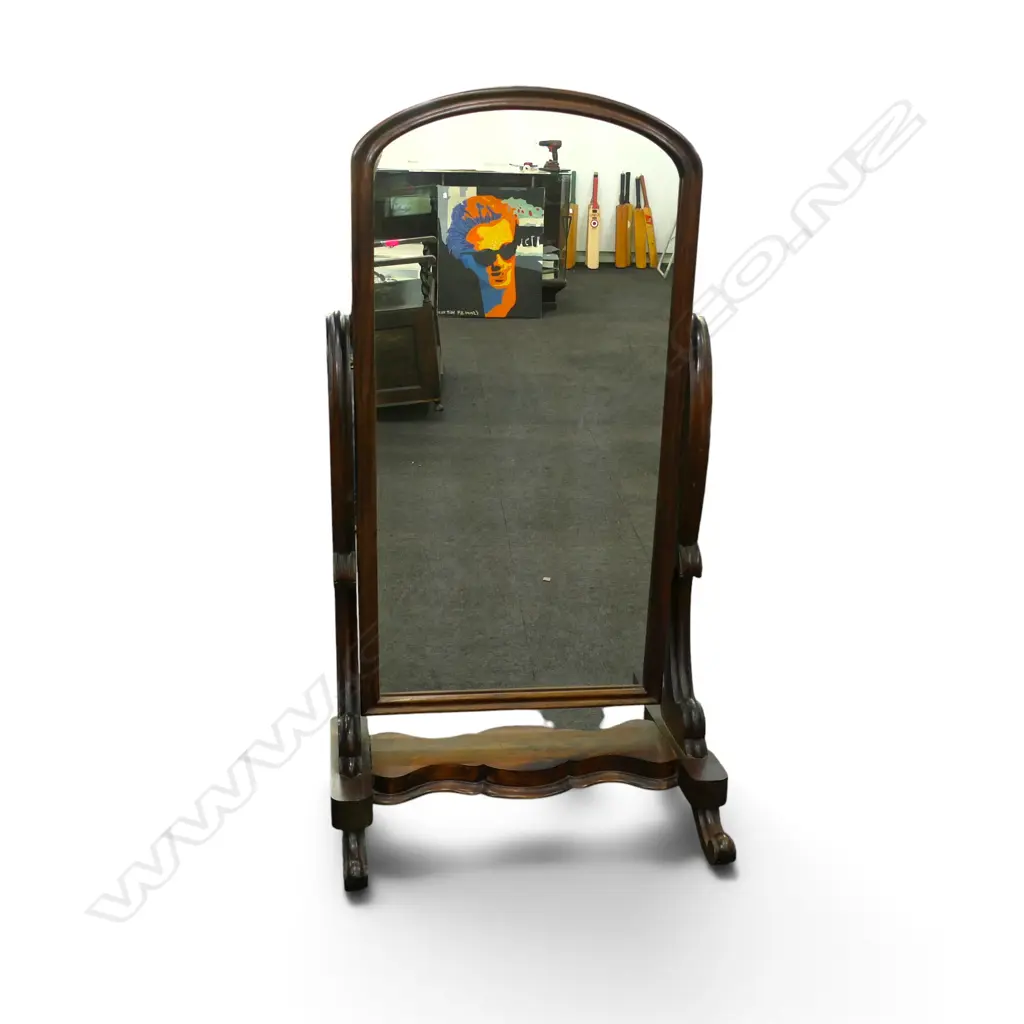 VICTORIAN MAHOGANY CHEVAL MIRROR 860x640x1550mm Image 1++