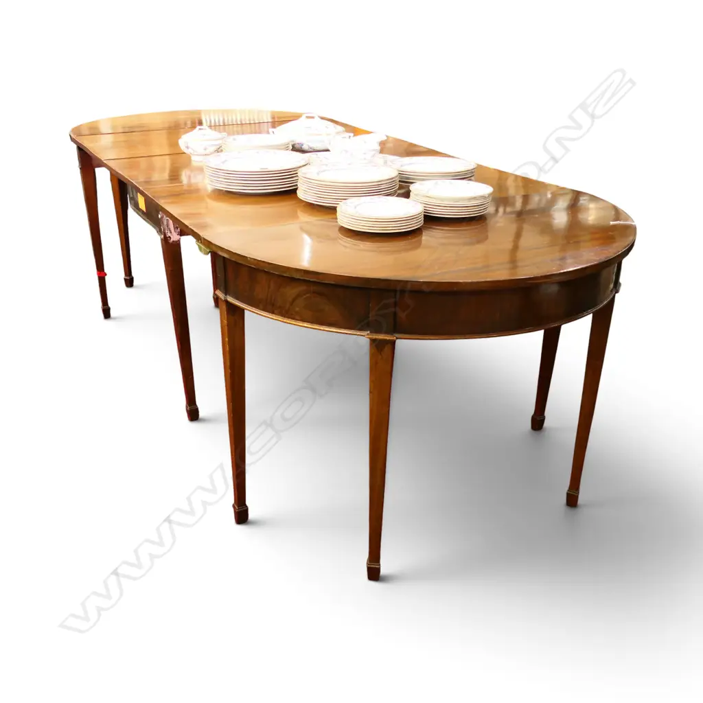 GEORGIAN MAHOGANY D END TABLE w. 3 leaves 2390x1010x715mm Image 1++