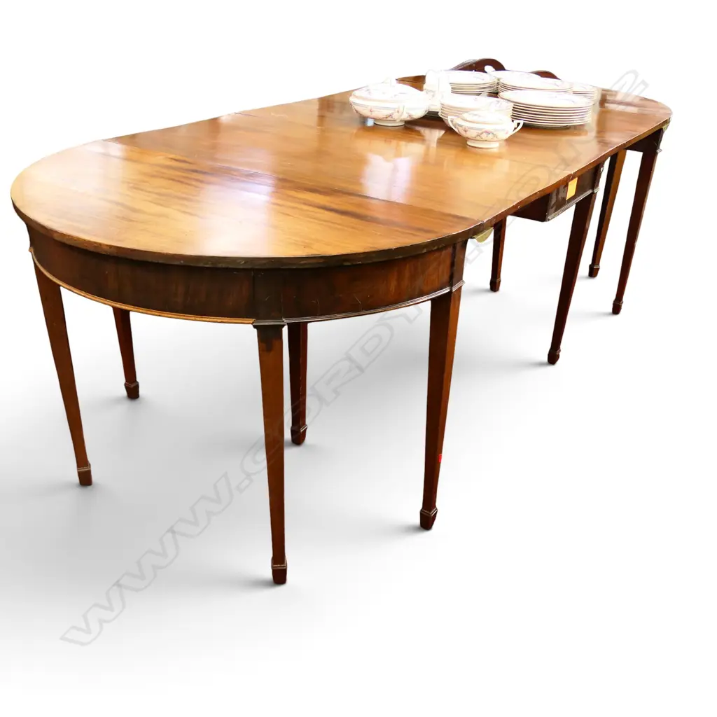 GEORGIAN MAHOGANY D END TABLE w. 3 leaves 2390x1010x715mm Image 1++