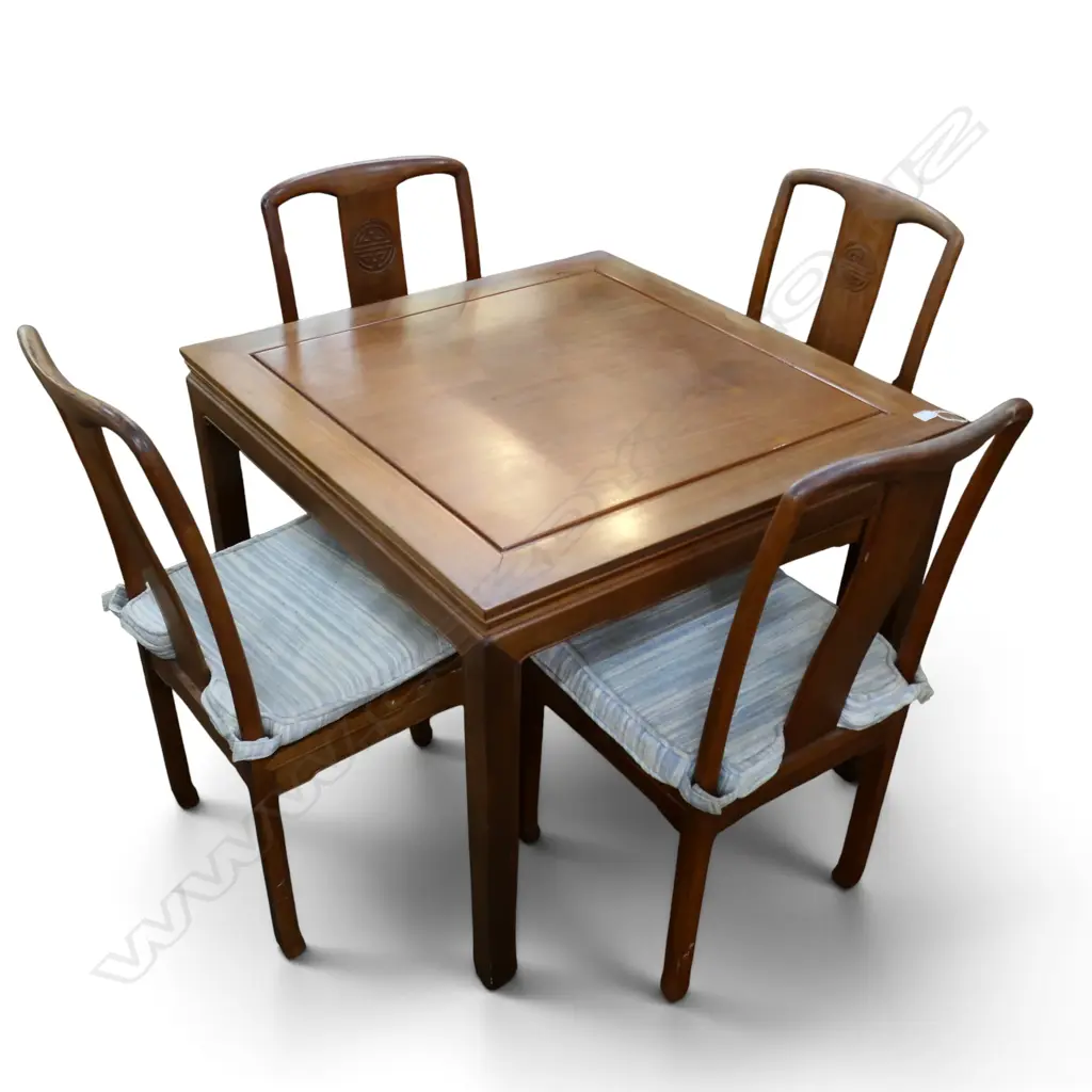 SQUARE ORIENTAL TABLE 910x910x760mm & 4 CHAIRS Image 1++