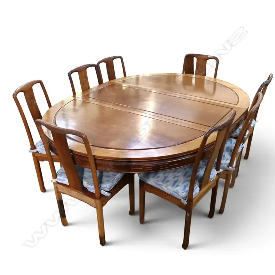 ORIENTAL DINING TABLE & 8 CHAIRS