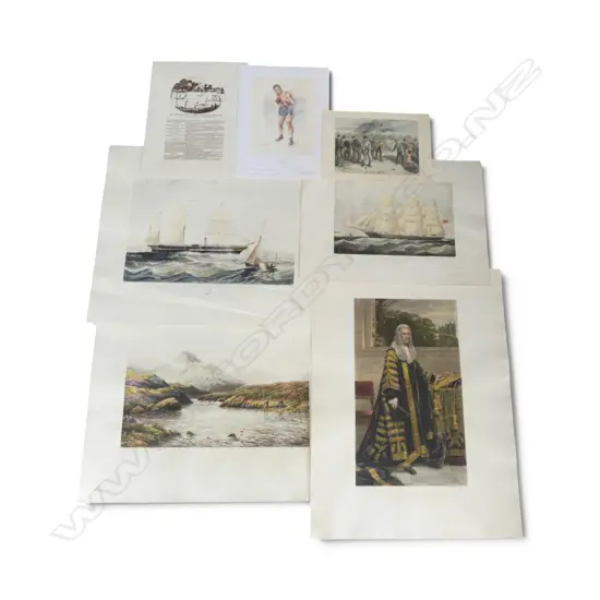 7 UNFRAMED 19TH AND EARLY 20TH C. COLOURED PRINTS INCL. MARINE, FISHING AND SPORT