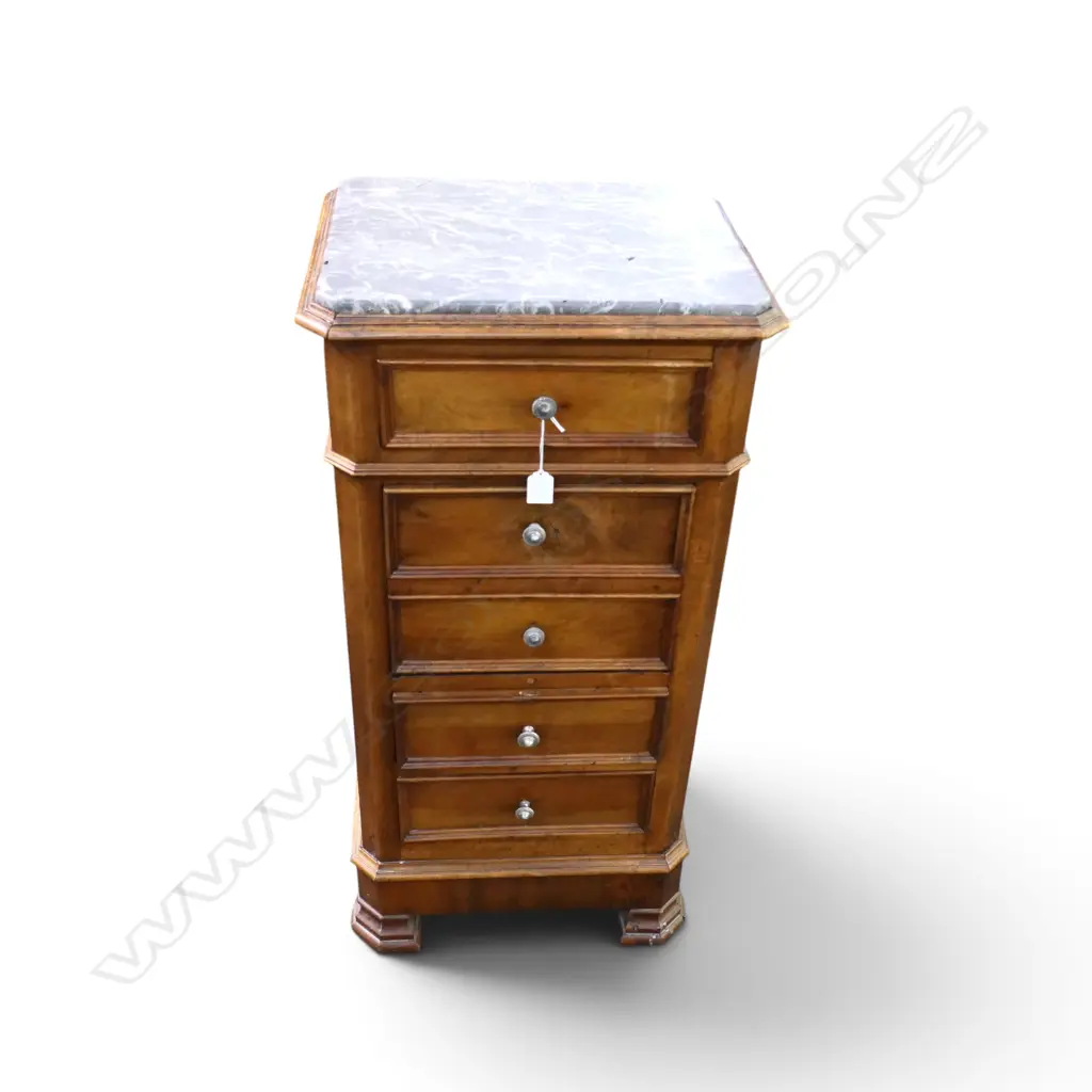 BEDSIDE CABINET w. MARBLE TOP (BROKEN) 440x350x885mm Image 1++