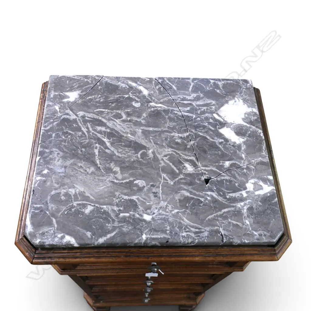 BEDSIDE CABINET w. MARBLE TOP (BROKEN) 440x350x885mm Image 1++