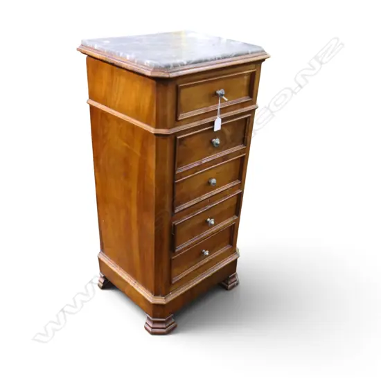 BEDSIDE CABINET w. MARBLE TOP (BROKEN) 440x350x885mm