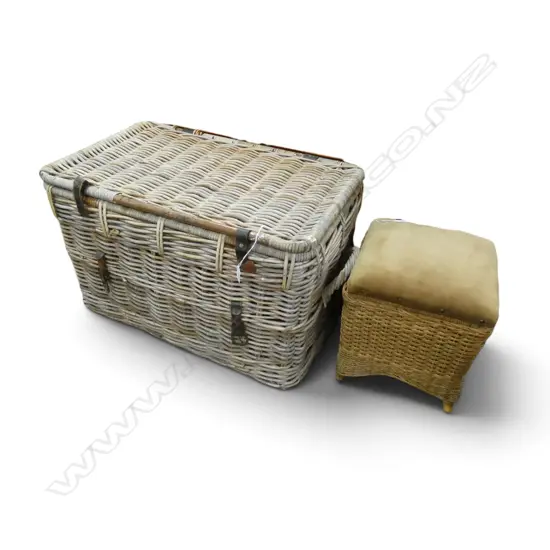LG CANE BASKET + FOOTSTOOL 750x460x470mm