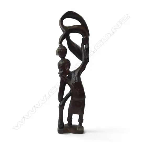 TALL CARVED HARDWOOD TRIBAL FIGURE H630MM
