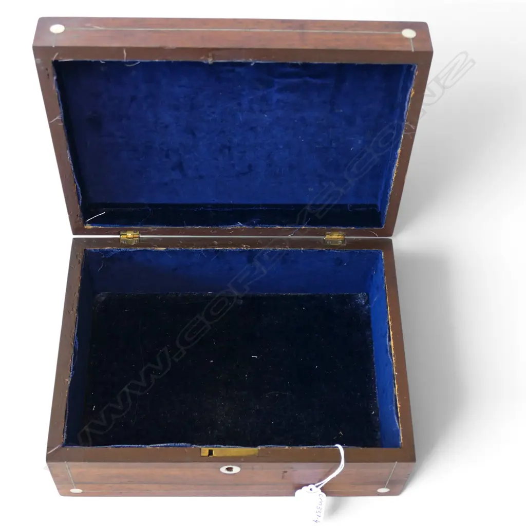 MAHOGANY BOX WITH MOTHER OF PEARL INLAY - 100 X 270MM (NO KEY) Image 1++