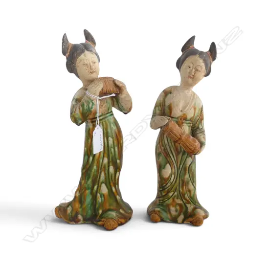 2 ORIENTAL CERAMIC MUSICIAN FIGURES H.290mm