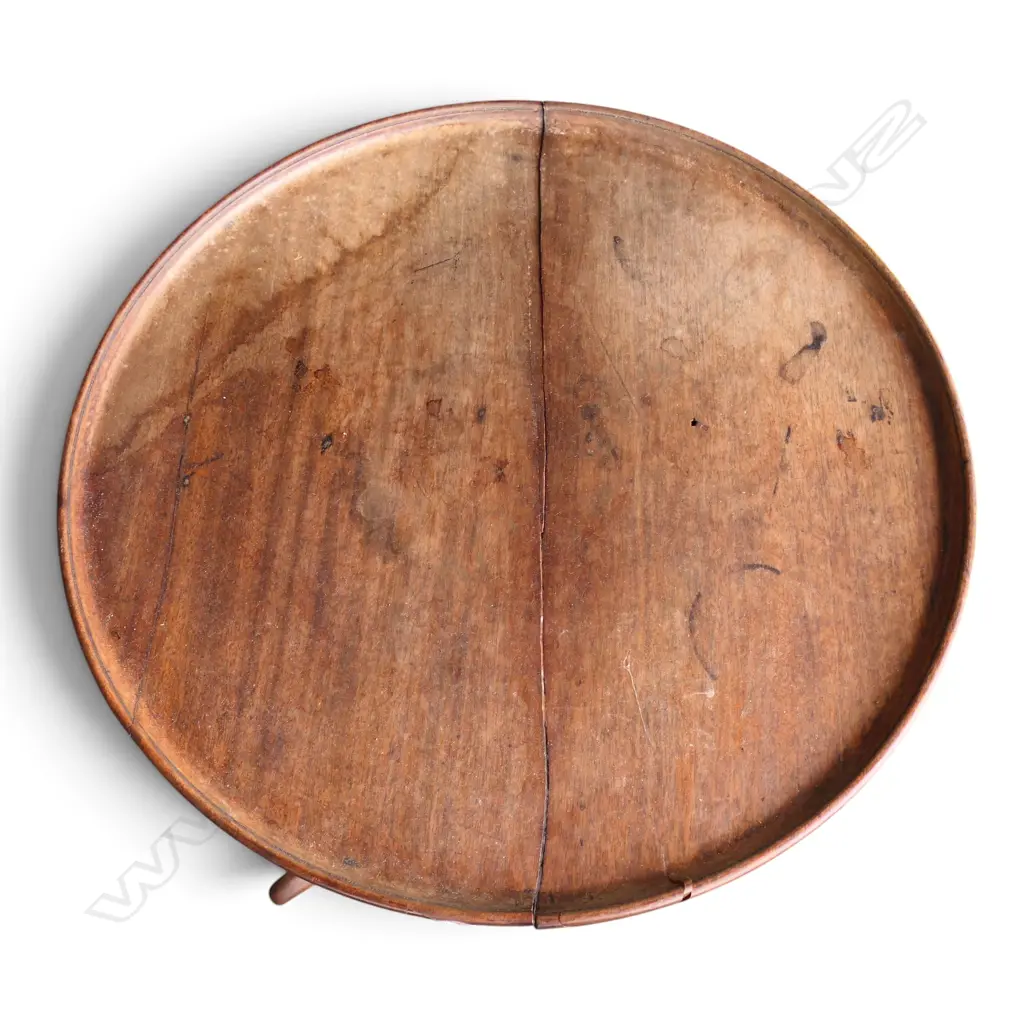 GEO MAHOGANY 7 ELM  PIE CRUST WINE TABLE H690 DIA510MM SOME FAULTS Image 1++
