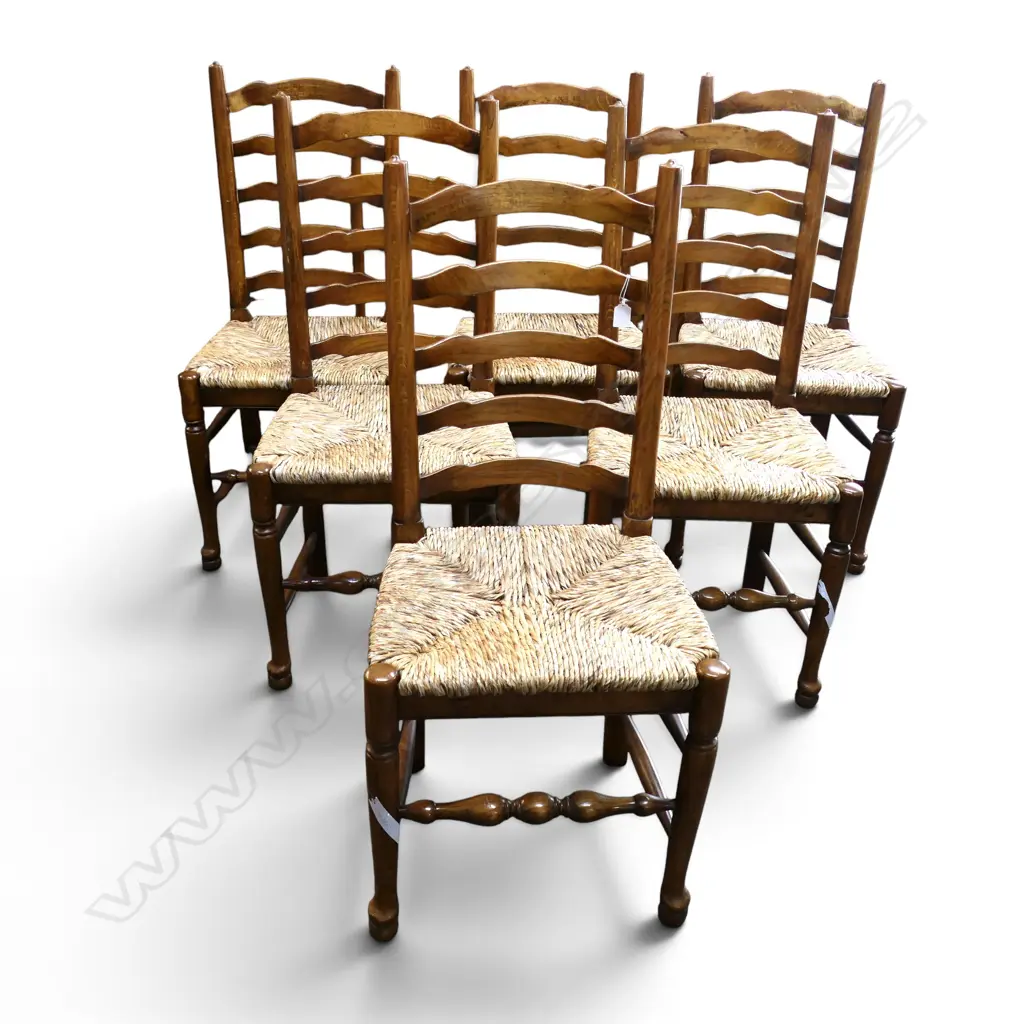 6 SEFTON POWRIE LADDERBACK RUSH SEAT CHAIRS Image 1++
