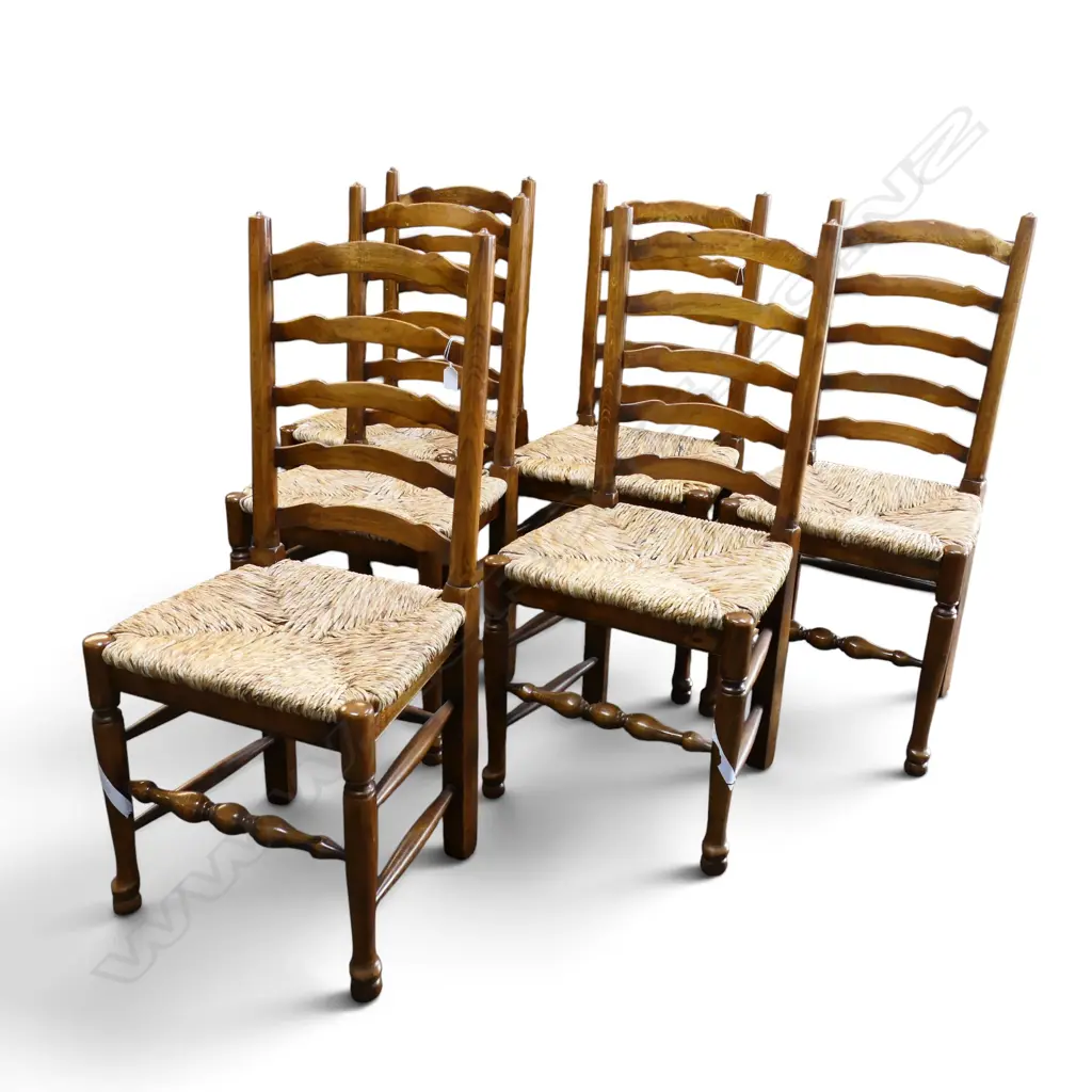 6 SEFTON POWRIE LADDERBACK RUSH SEAT CHAIRS Image 1++