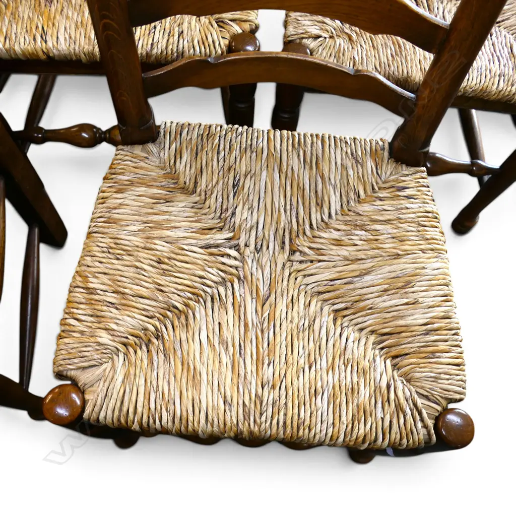 6 SEFTON POWRIE LADDERBACK RUSH SEAT CHAIRS Image 1++