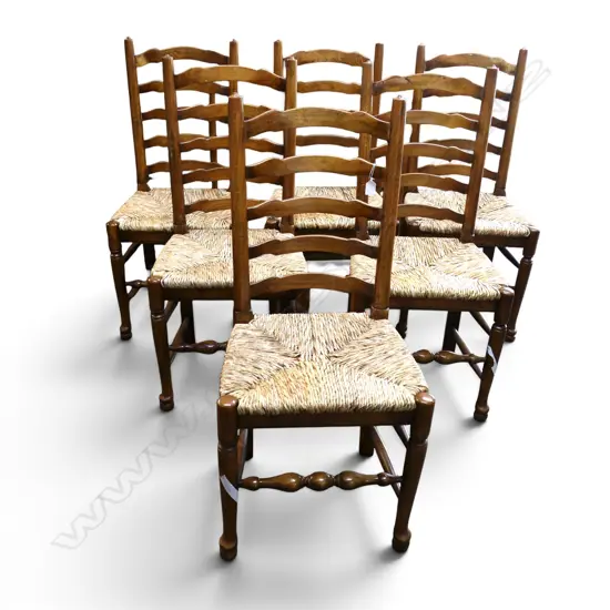 6 SEFTON POWRIE LADDERBACK RUSH SEAT CHAIRS