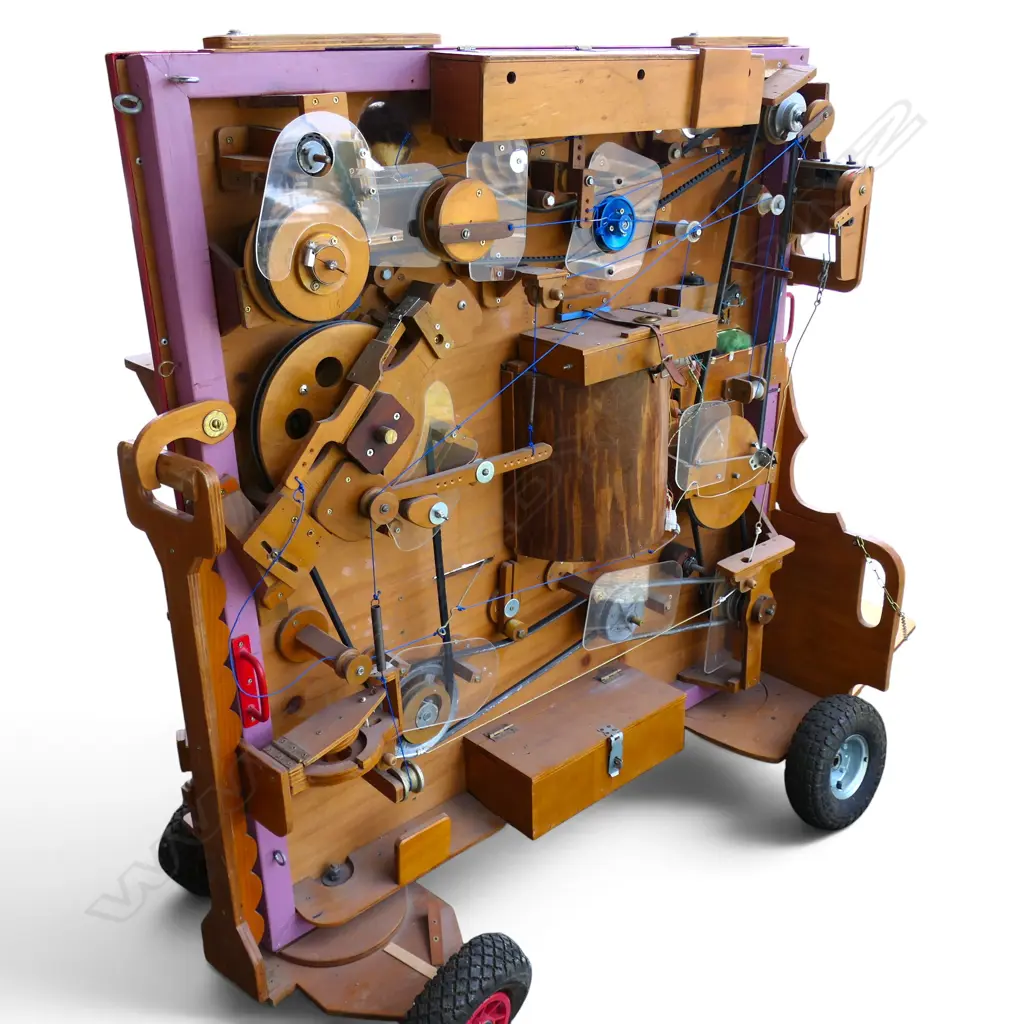 UNIQUE VINTAGE CRAFTSMAN MADE THEATRICAL CIRCUS 'ONE MAN BAND' TROLLEY CONSTRUCTION L.1500mm APPROX. Image 1++