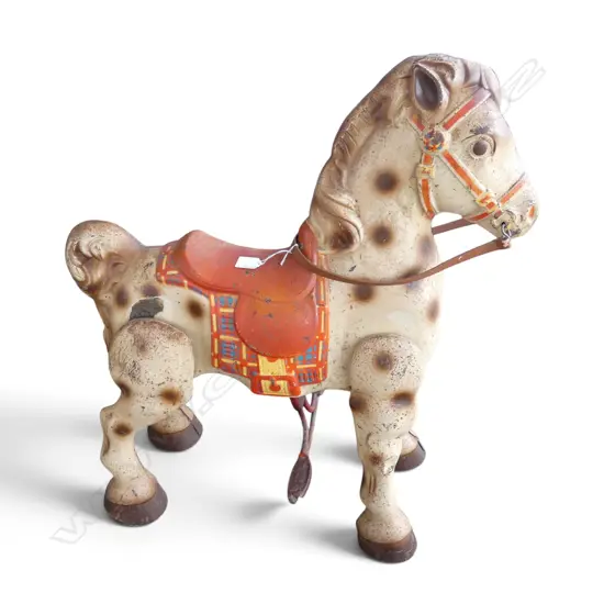 VINTAGE MOBO PAINTED METAL RIDE ON BRONCO HORSE H.760mm