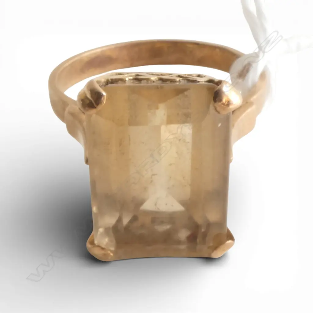 9ct GOLD & LGE CITRINE DRESS RING 4.5gms SIZE M 1/2 Image 1++