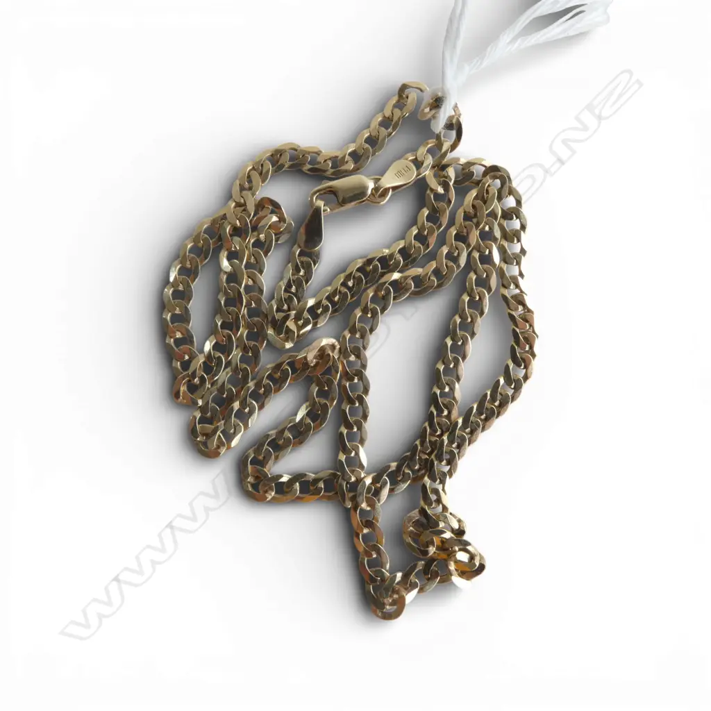10ct YELLOW GOLD flat curb link NECK CHAIN. L.445mm. 5.5gms Image 1++