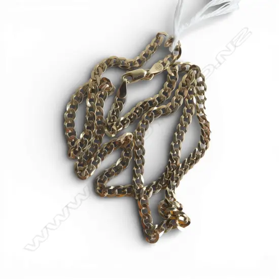 10ct YELLOW GOLD flat curb link NECK CHAIN. L.445mm. 5.5gms