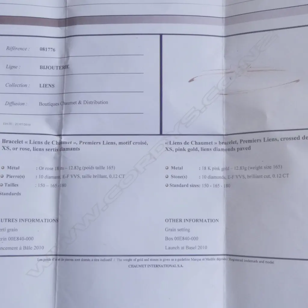 CHAUMET LIENS (French) DESIGNER 18ct GOLD & 10 DIAMOND hinged BANGLE 12.83gms w original box & 2011 valuation Image 1++