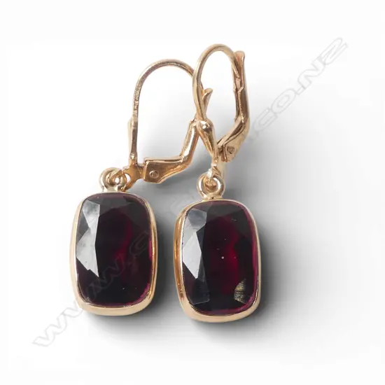 PR SIVER GILT & GARNET EARRINGS